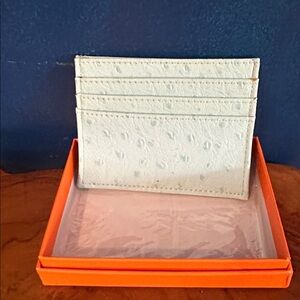 New KOGTLA Light Blue Double Sided OSTRICH Vegan Leather Credit Card Holder